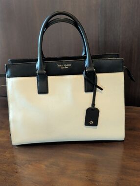 kate spade Cream and Black Leather Satchel